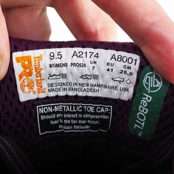 Timberland PRO Reaxion Low Composite Work Shoes Black / Purple A8001 Women's 9.5 - Picture 10 of 11